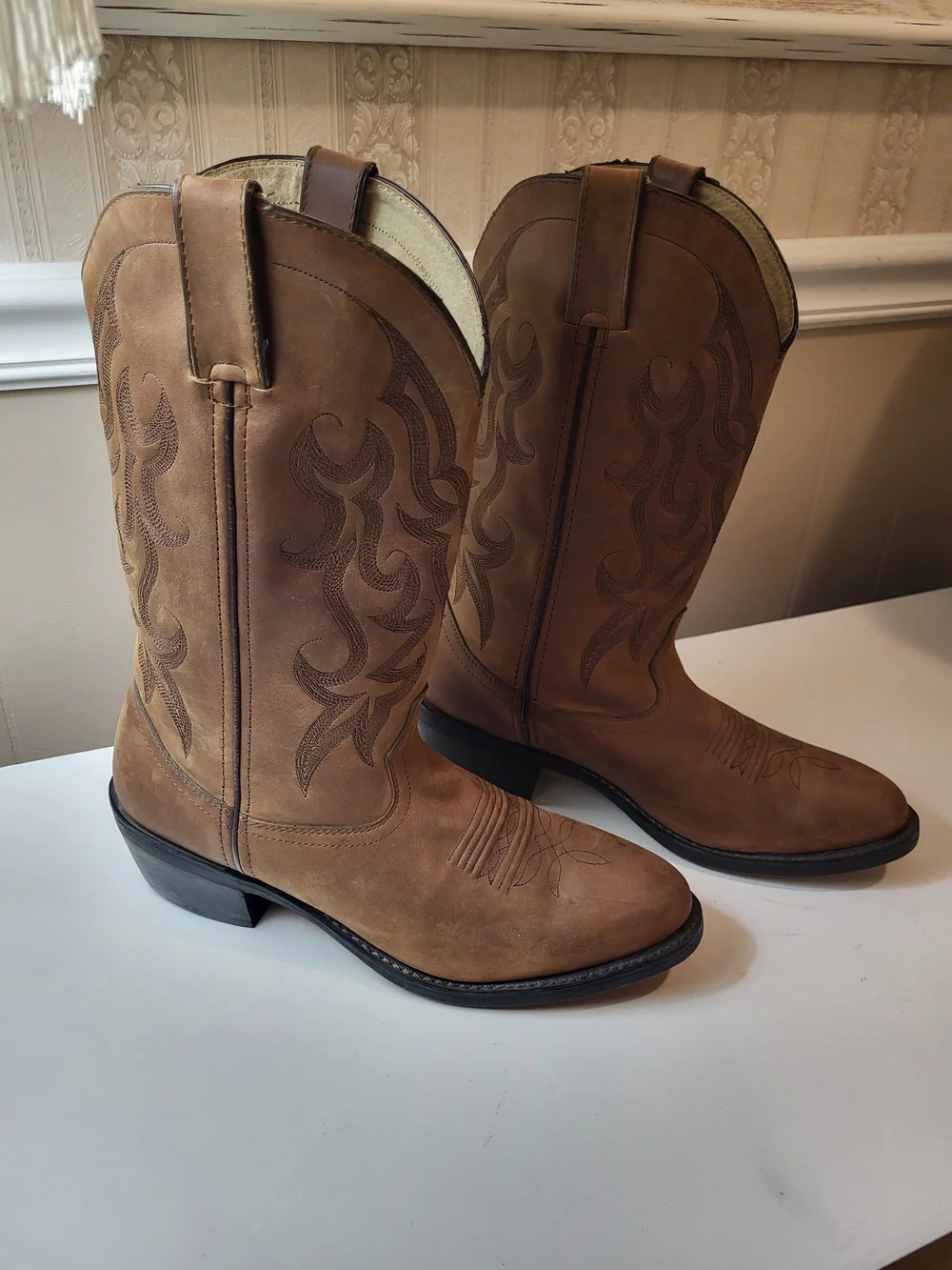 Durango Brown Men's Western Pull-On Boots, Size 9.5